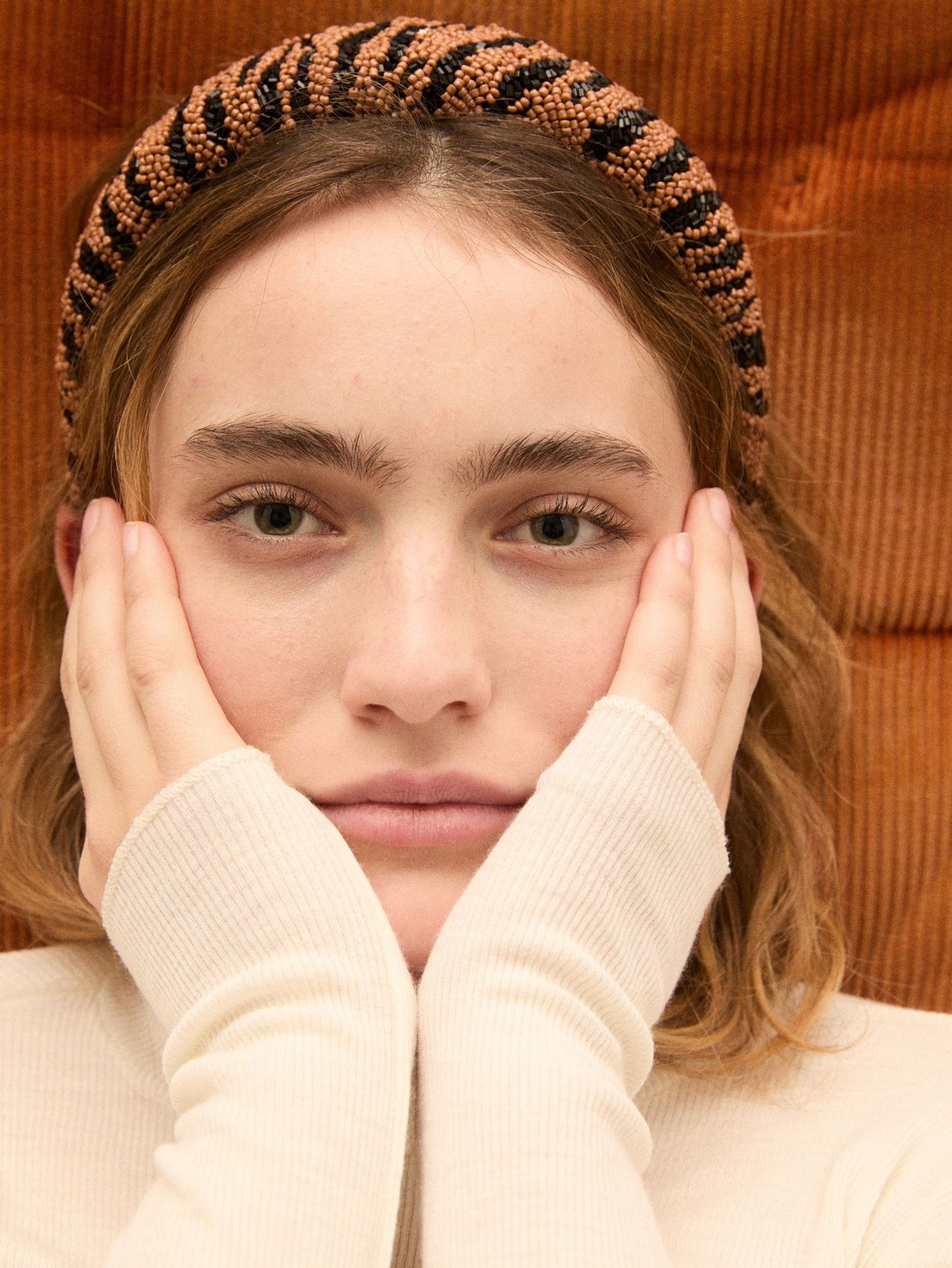 Becksöndergaard, Tigarea Wide Beaded Hairbrace - Brown Sugar, accessories, sale, sale, accessories, sale, black week, black week