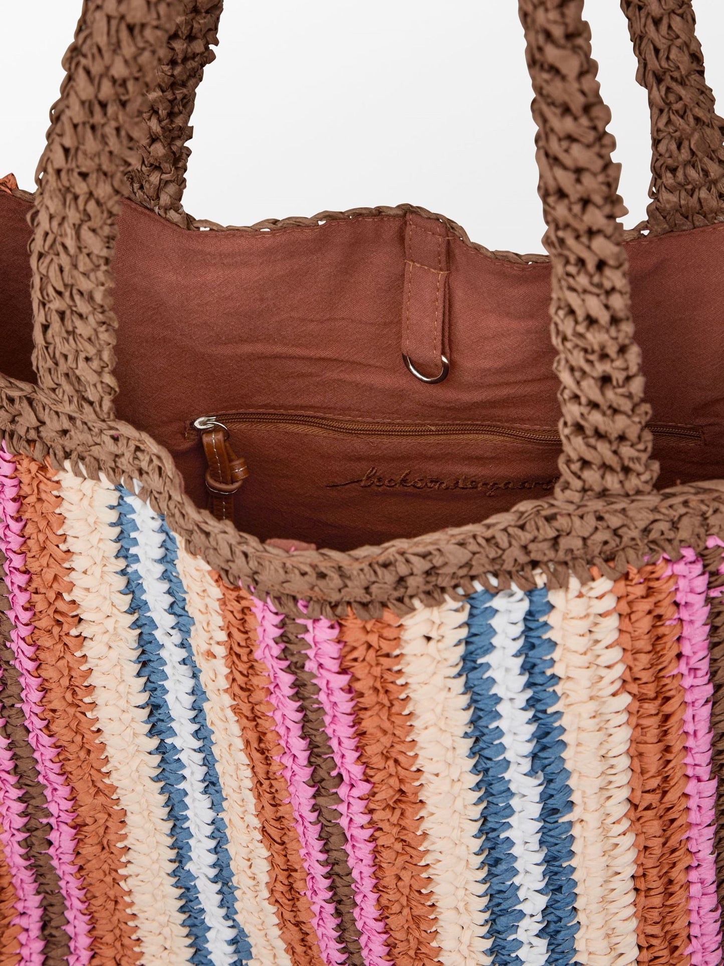 Stripe Straw Tota Bag OneSize Becksöndergaard.dk