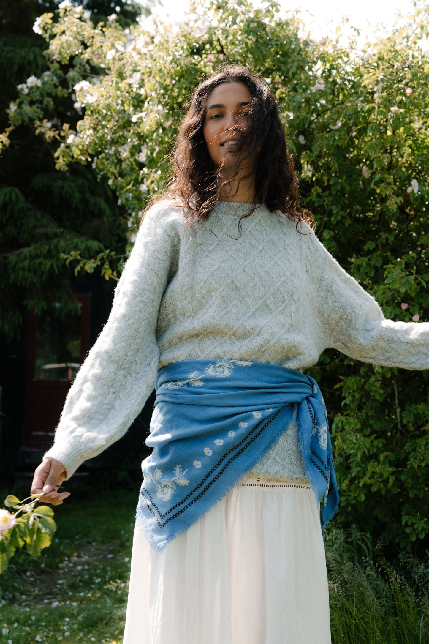 Becksöndergaard, Bloom Siw Scarf - Azure Blue, scarves, scarves, scarves