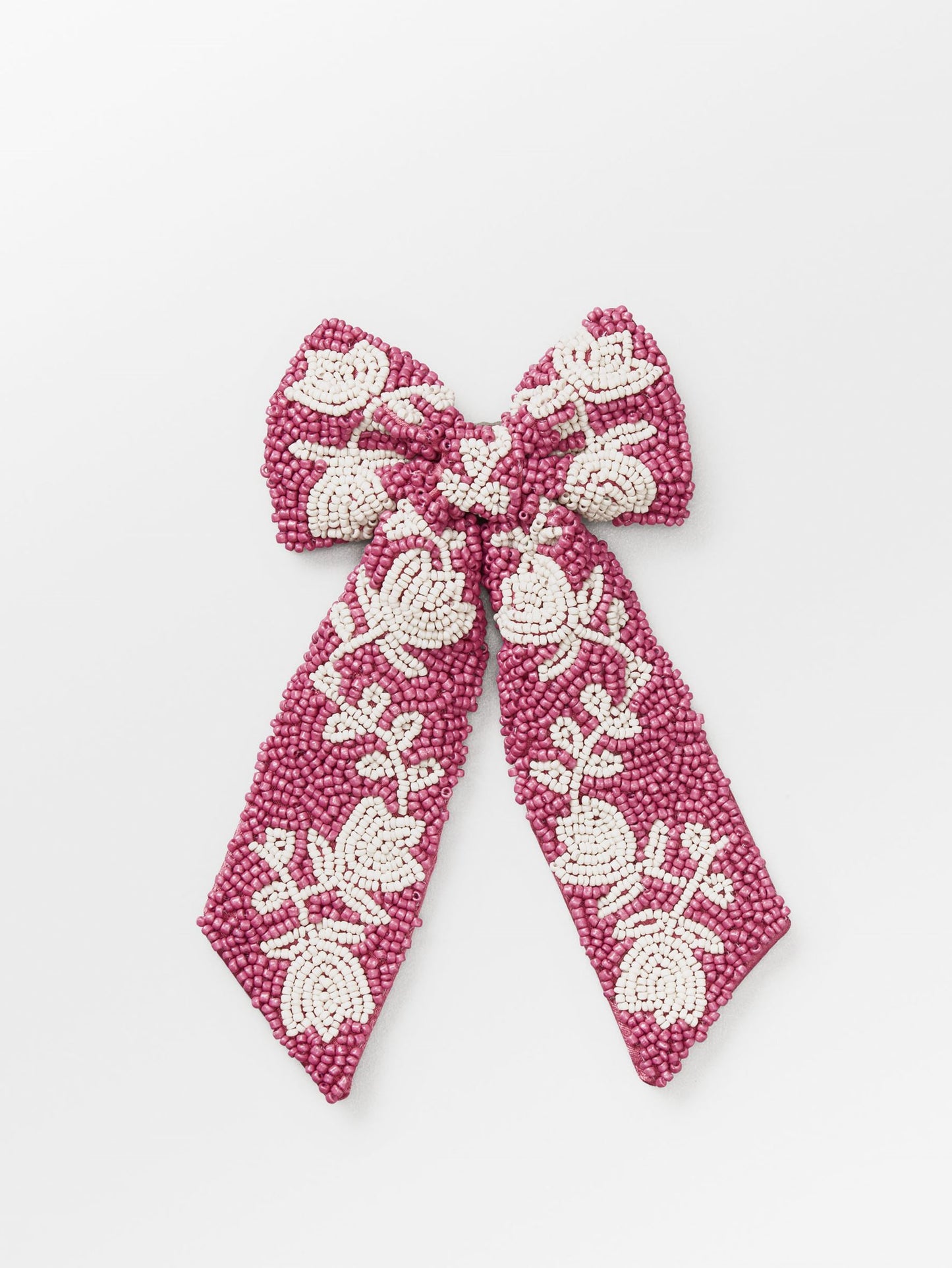 Becksöndergaard, Dotted Flora Beaded Bow Clip - Carmine Pink, accessories, accessories, gifts, gifts, gifts, gifts, black week, black week