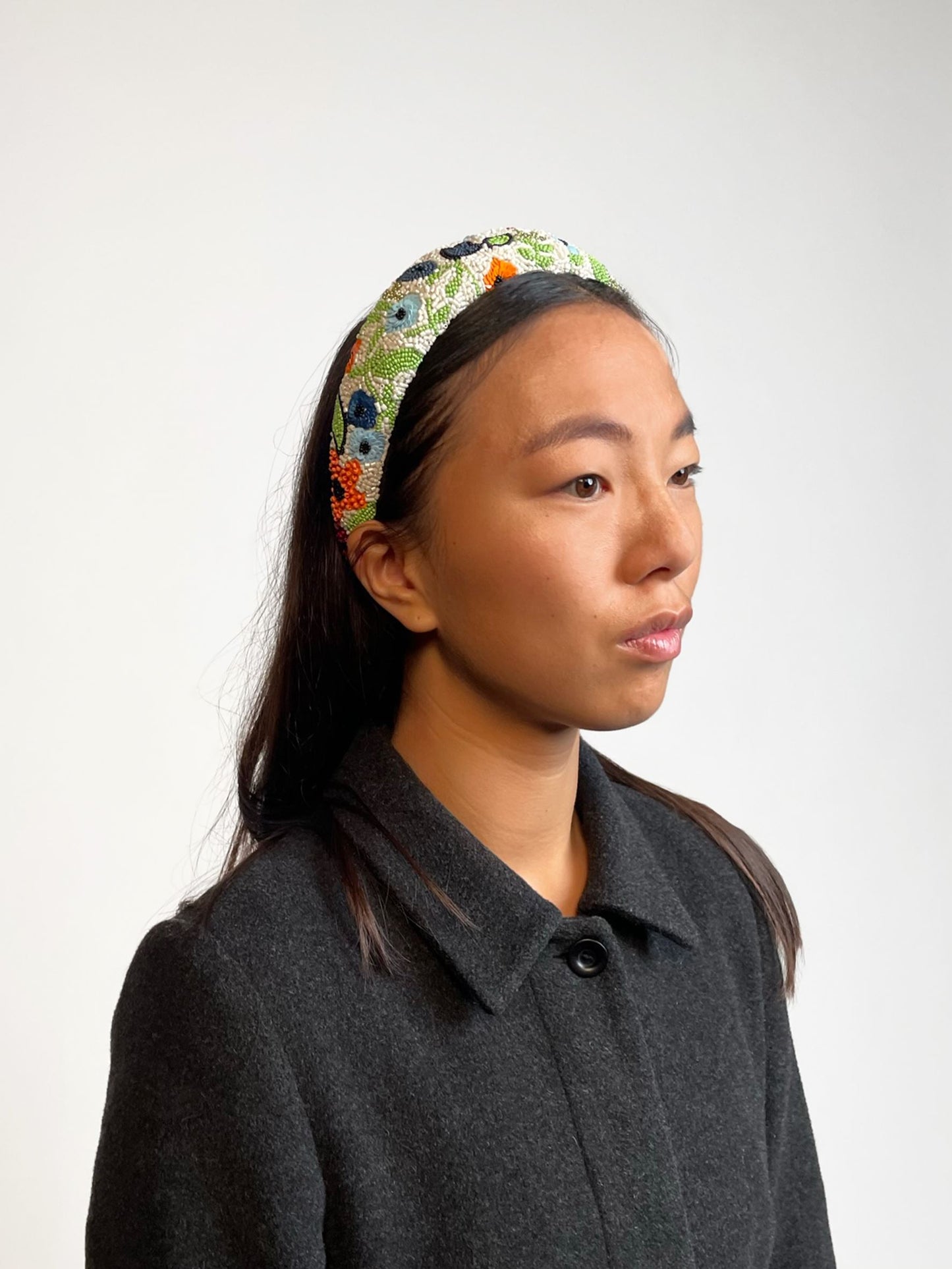 Anemona Wide Beaded Hårbøjle - Hvid OneSize Becksöndergaard.dk