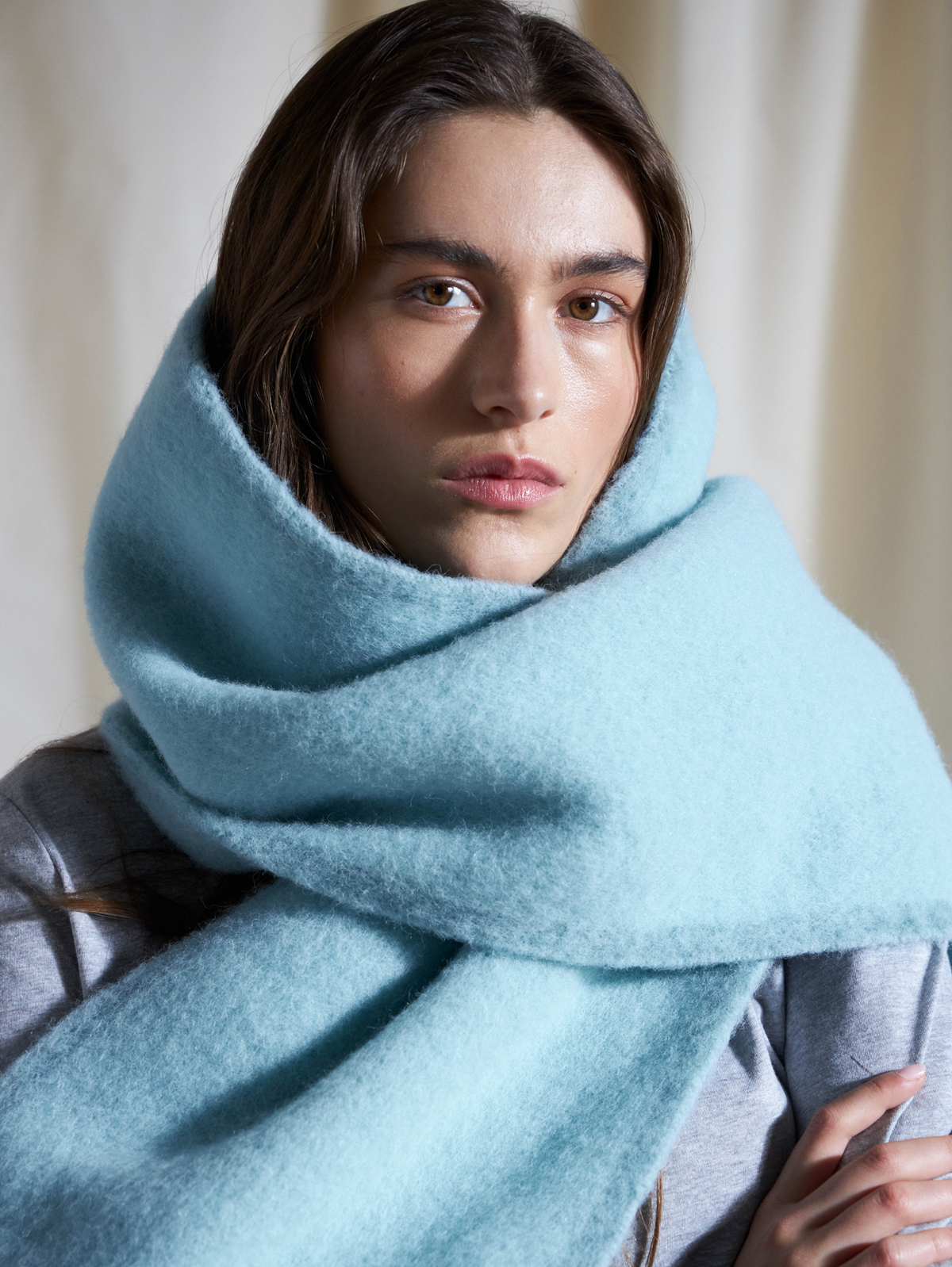 Solid Yuta Scarf - Turquoise OneSize Becksöndergaard.dk