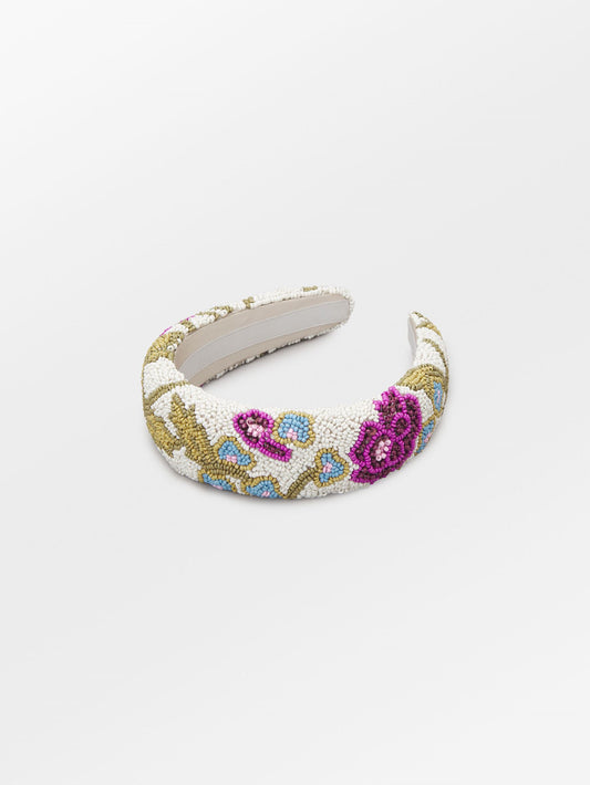 Becksöndergaard, Wintaflora Wide Beaded Hairbrace - Silver Birch White, accessories, accessories, accessories