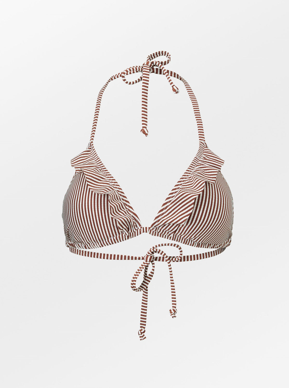 Becksöndergaard, Striba Bel Frill Bikini Top - Sorrel Brown, archive, archive, swimwear, swimwear