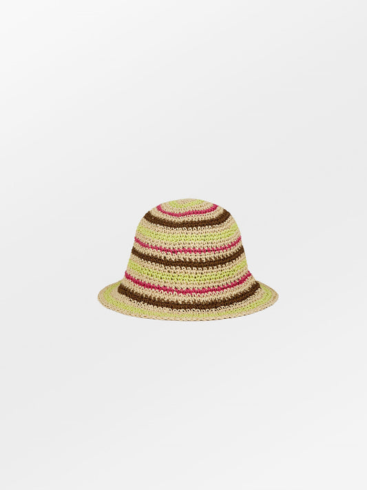 Becksöndergaard, Striped Saverina Straw Hat - Limade Green, accessories, accessories