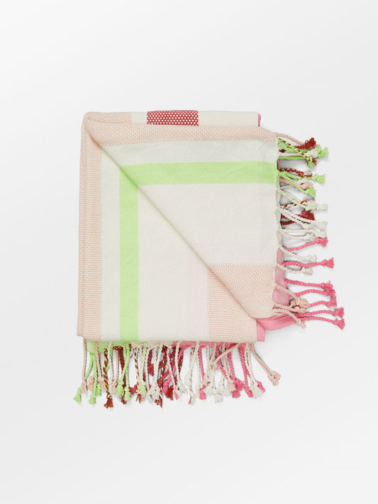 Becksöndergaard, Stripy Cotta Towel - Birch White, accessories, news, swimwear, summer collection, the beach edit