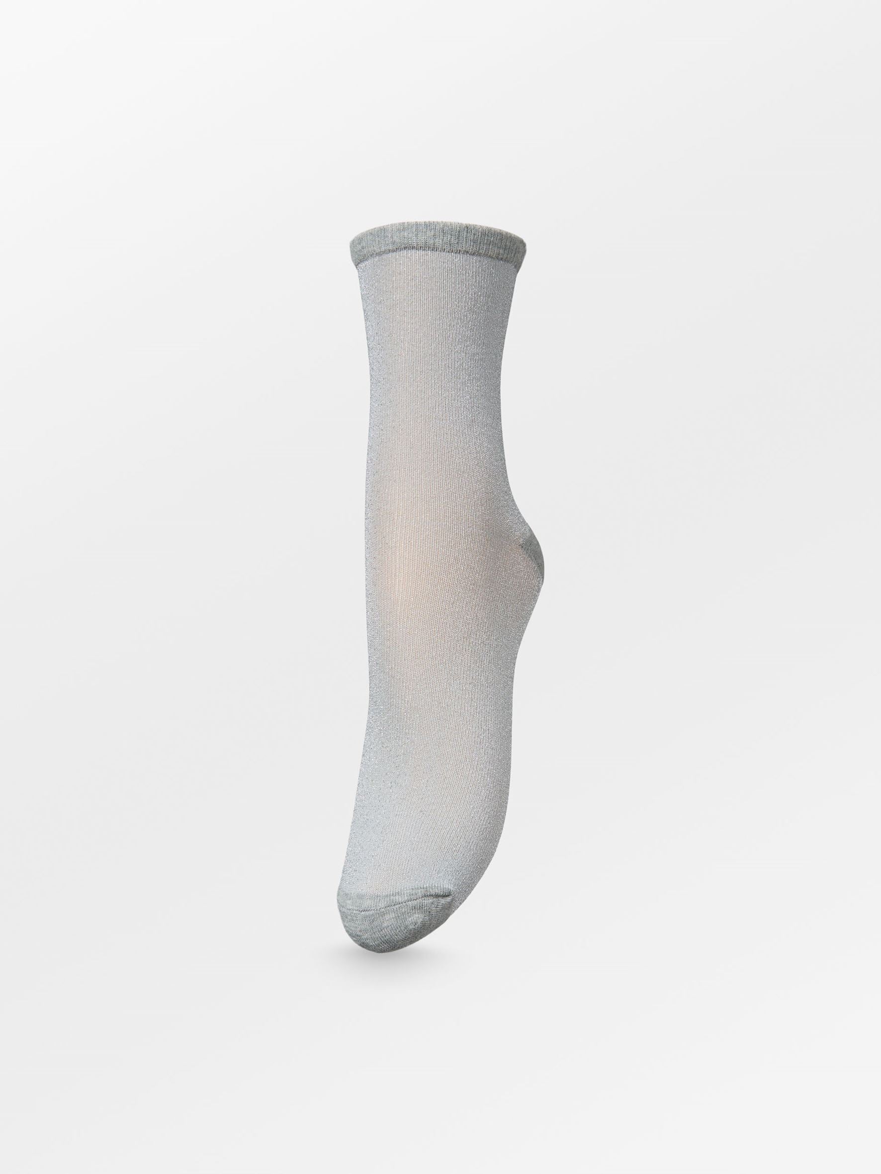 Dina Solid Glimmerstrømpe - Grå Socks Becksöndergaard.dk