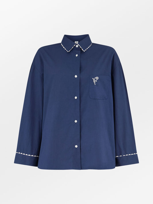 Becksöndergaard, Scallop Pyjamas Shirt - Navy Blue, homewear, sale, homewear, sale
