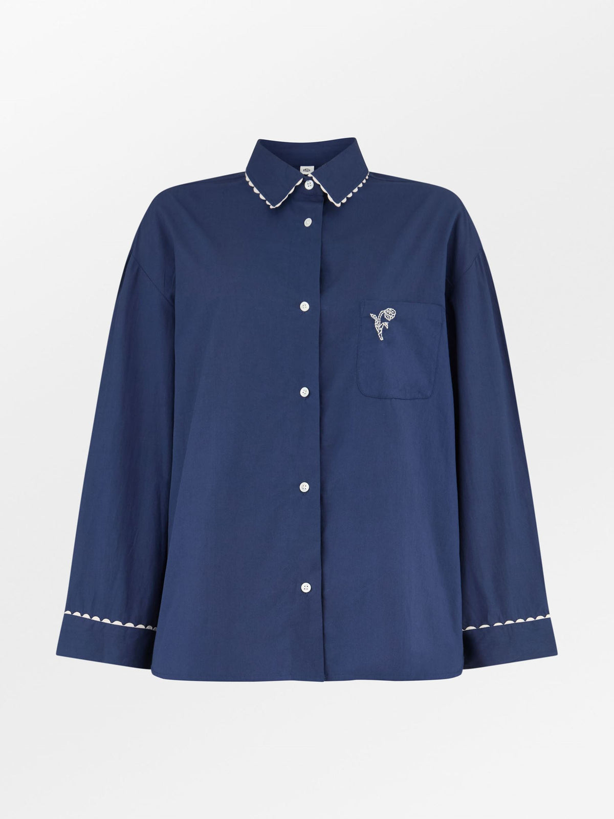 Becksöndergaard, Scallop Pyjamas Shirt - Navy Blue, sale, sale, sale