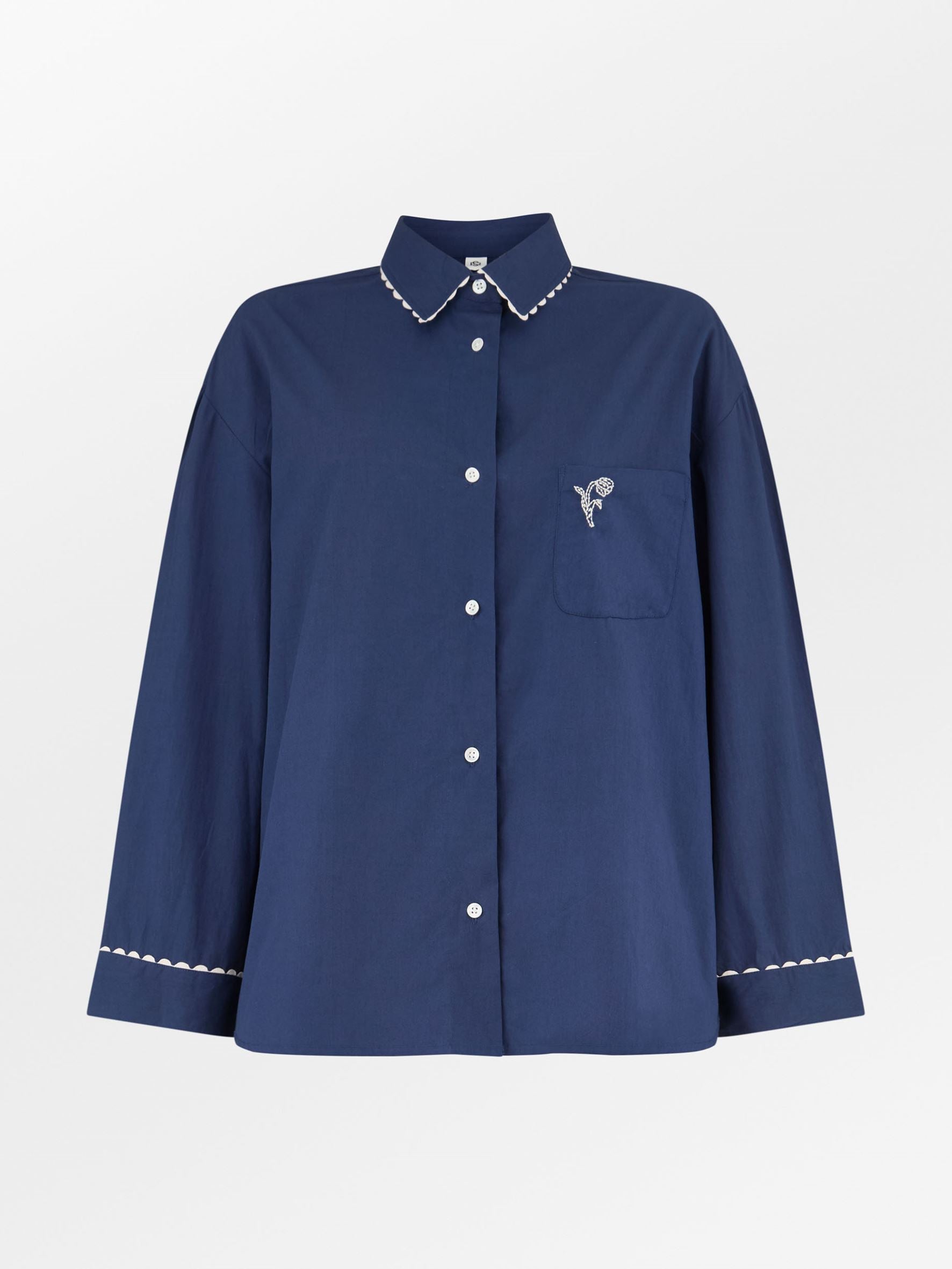 Becksöndergaard, Scallop Pyjamas Shirt - Navy Blue, sale, sale, sale