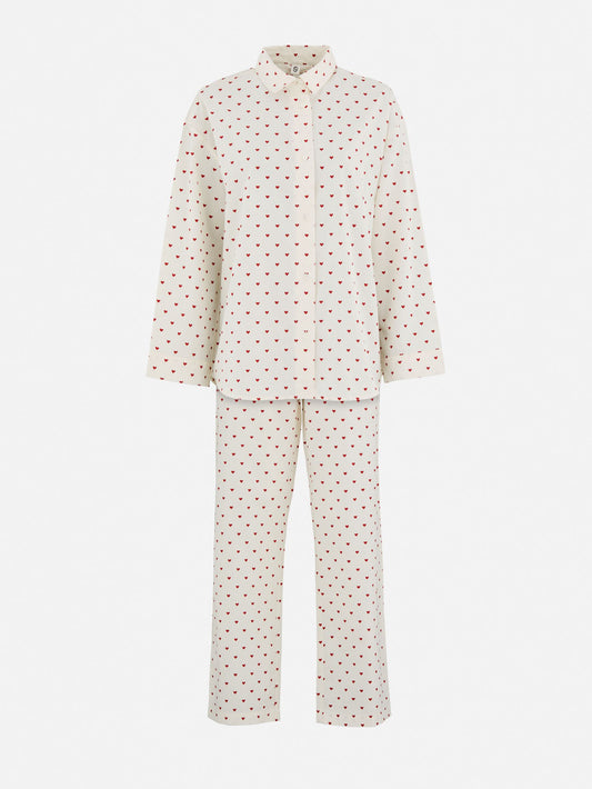 Becksöndergaard, Amor Pyjamas Set - Off-white/Red, homewear, sale, homewear, gifts, sale, gifts