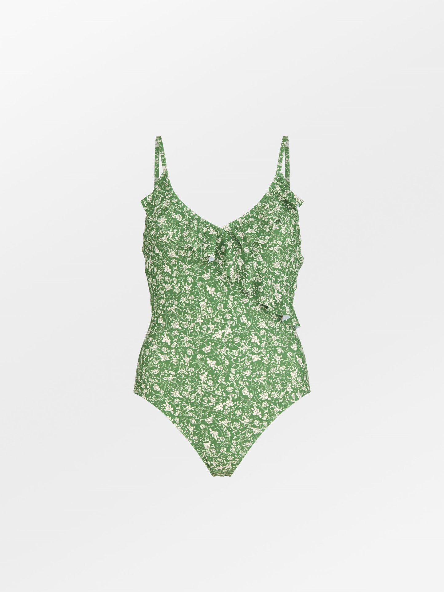 Becksöndergaard, Fleurie Bly Frill Swimsuit  - Campsite Green, archive, archive, swimwear, swimwear, swimwear