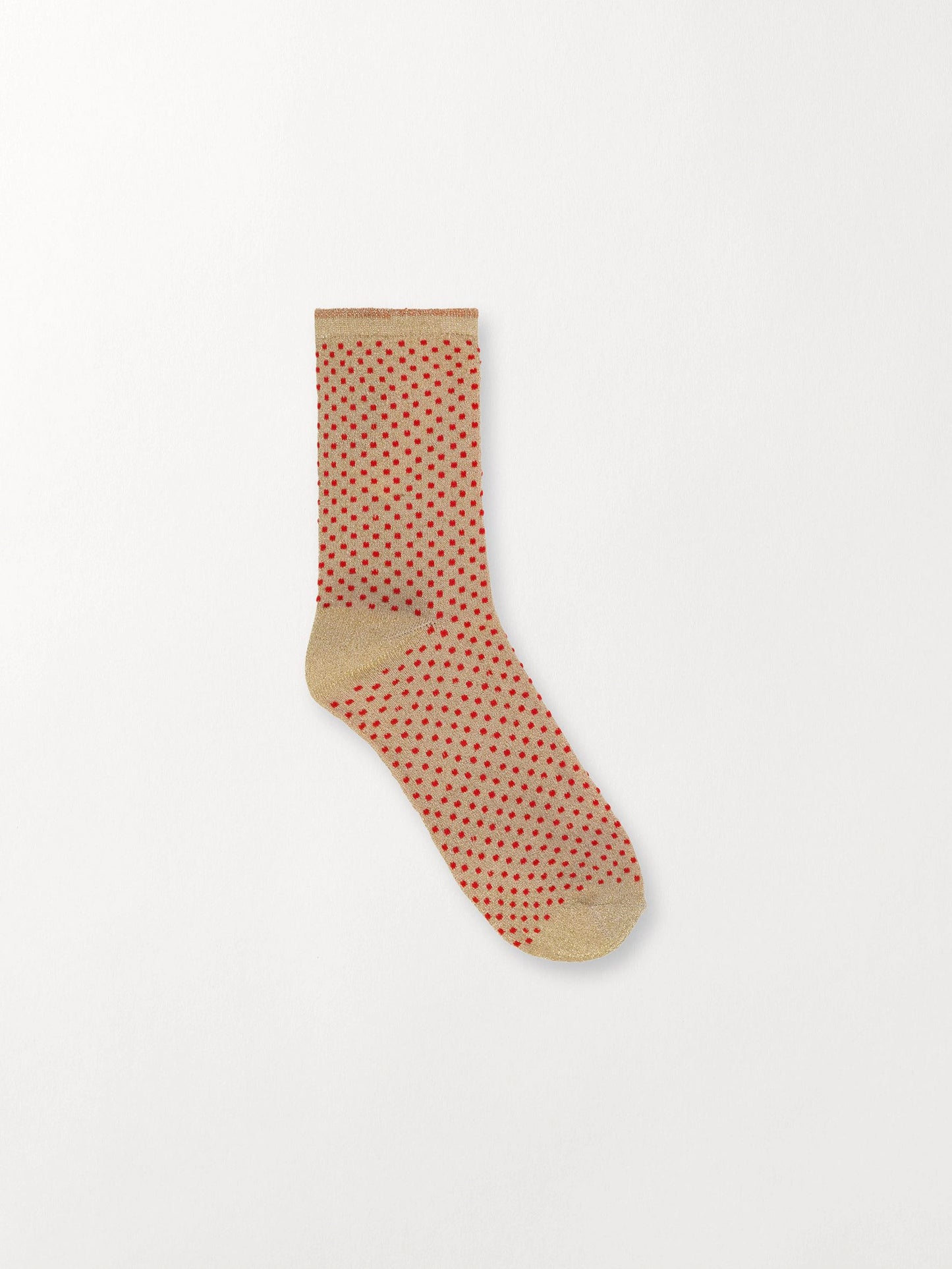 Dina Small Dots Strømpe - Beige/Rød Socks Becksöndergaard.dk   