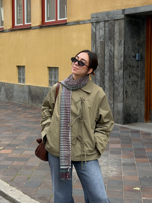Becksöndergaard, Checkia Cowea Scarf  - Fig Red, scarves, winter accessories, scarves, winter accessories