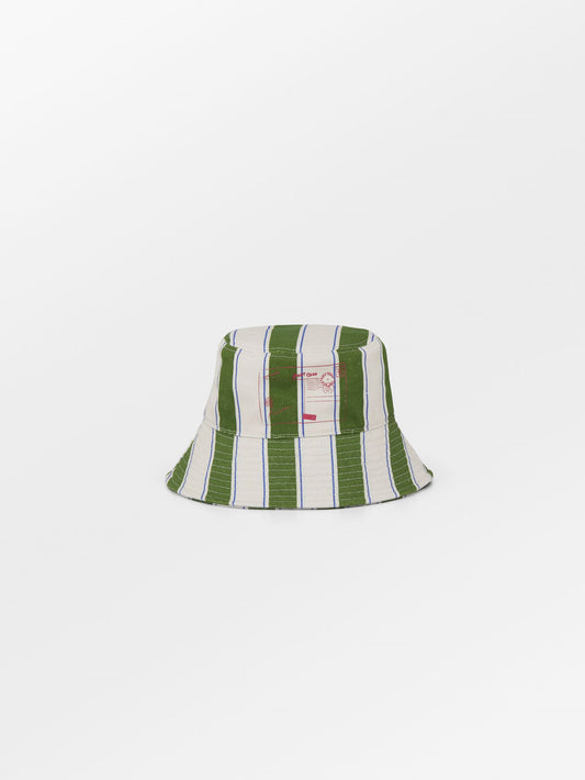 Becksöndergaard, Stripie Canvas Bucket Hat - Banana Palm Green, archive, archive, accessories