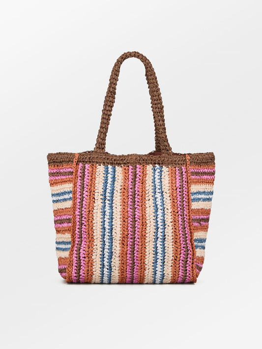 Stripe Straw Tota Bag OneSize Becksöndergaard.dk