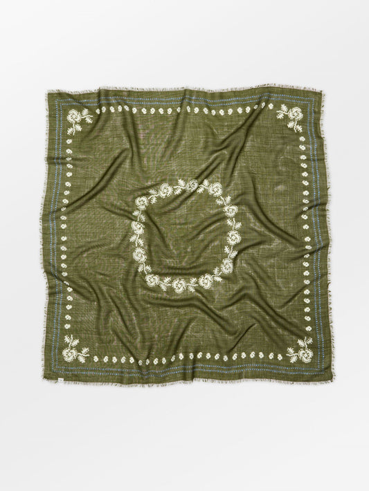 Becksöndergaard, Bloom Siw Scarf - Dark Olive, scarves, scarves, scarves