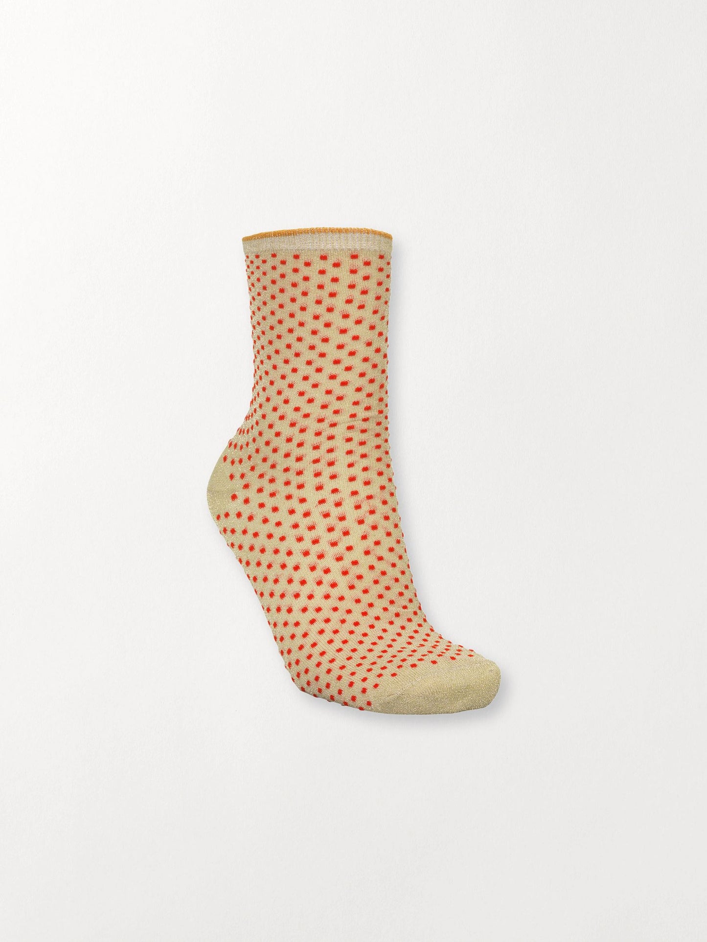 Dina Small Dots Strømpe - Beige/Rød Socks Becksöndergaard.dk   