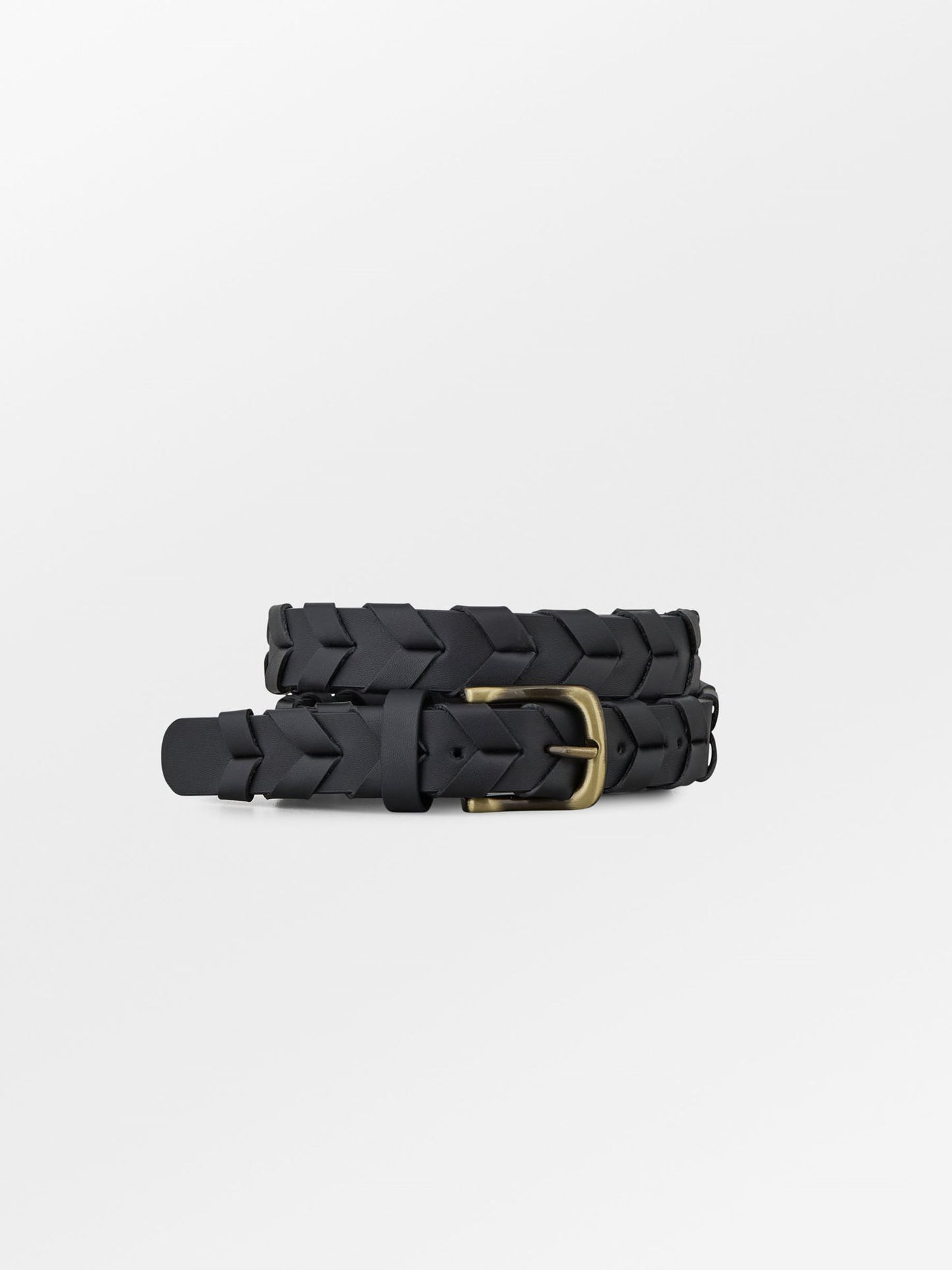 Becksöndergaard, Braided Lena Leather Belt  - Black, struct - slet produkter