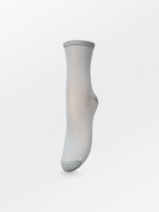 Dina Solid Glimmerstrømpe - Grå Socks Becksöndergaard.dk