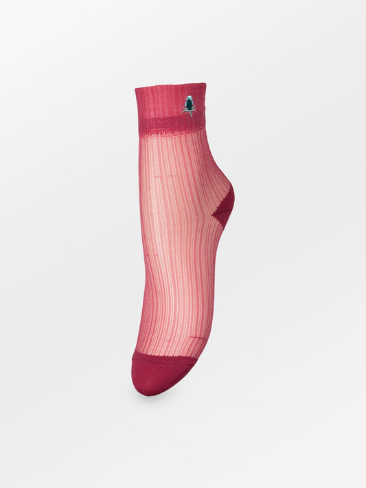 Becksöndergaard, Bloomy Sheer Sock - Deep Claret Red, socks, socks, black week, black week