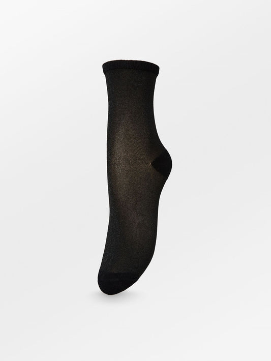 Dina Solid Glimmerstrømpe - Sort Socks Becksöndergaard.dk
