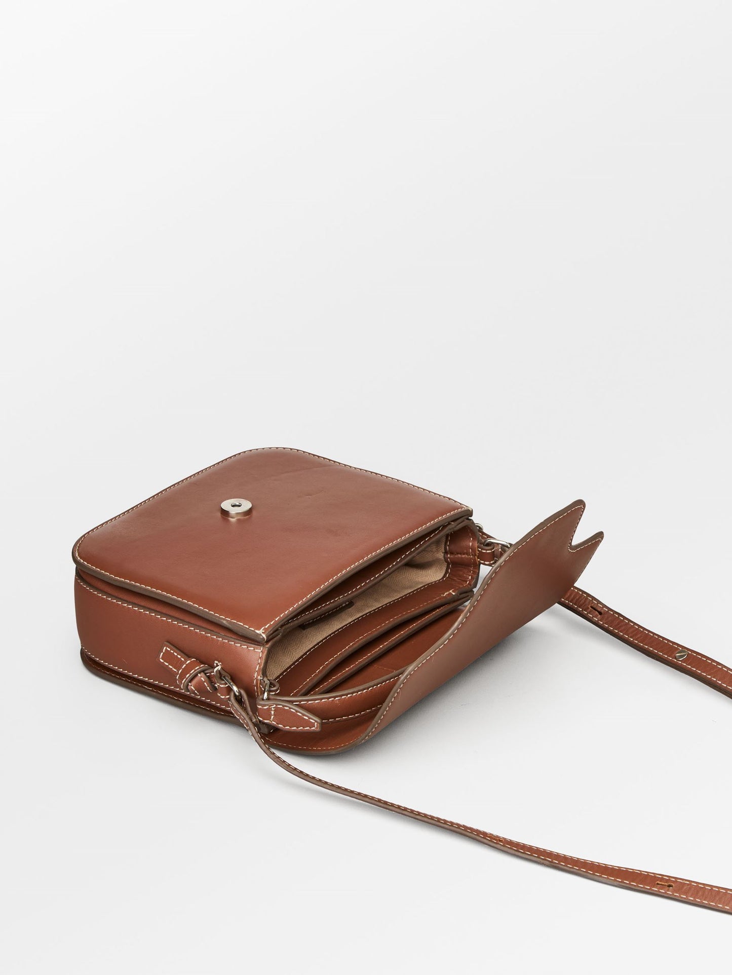 Glossy Iris Læder Crossbody Taske - Brun OneSize Becksöndergaard.dk   