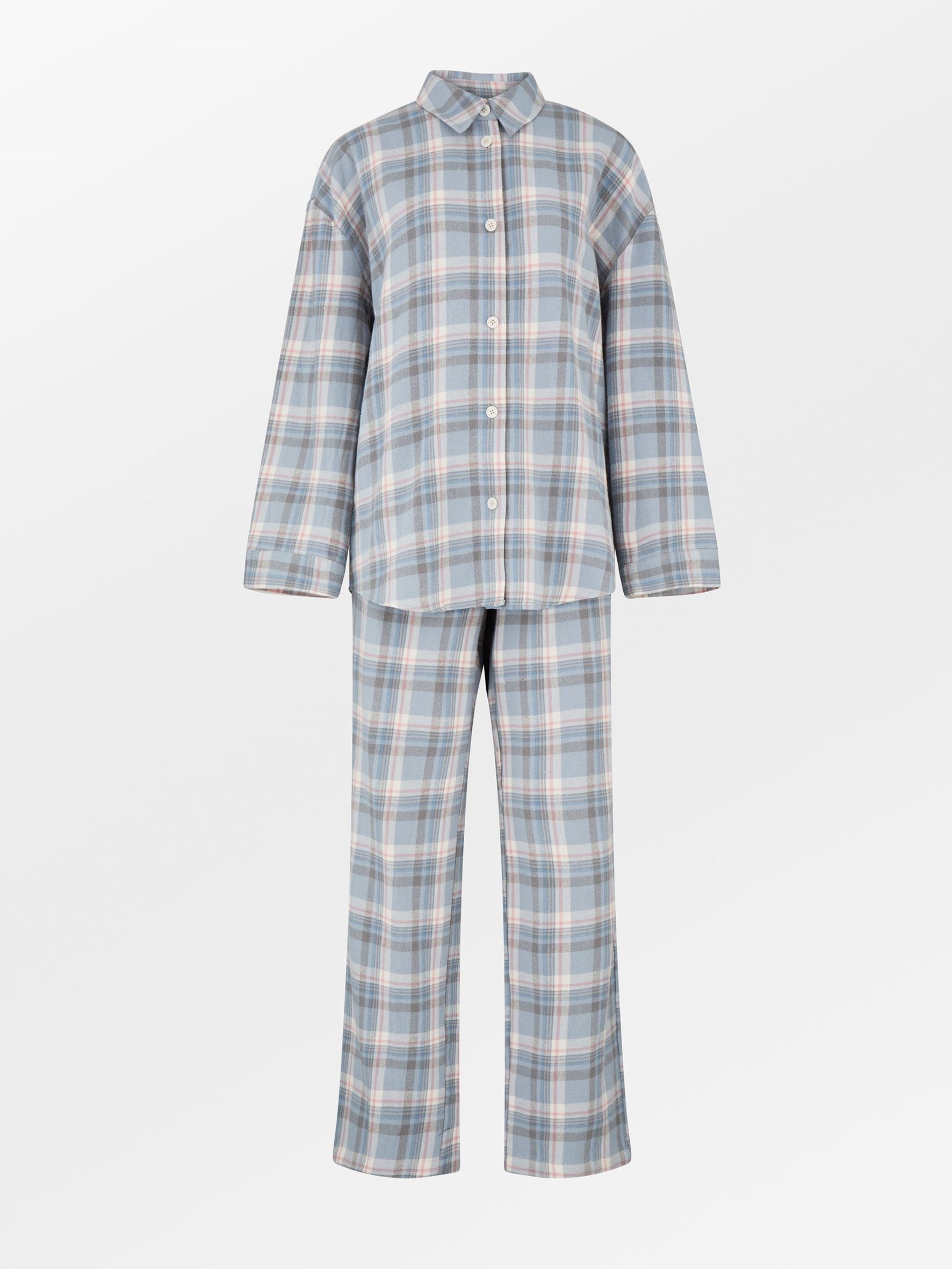 Becksöndergaard, Flannel Pyjamas Set - Dusty Blue, struct - slet produkter