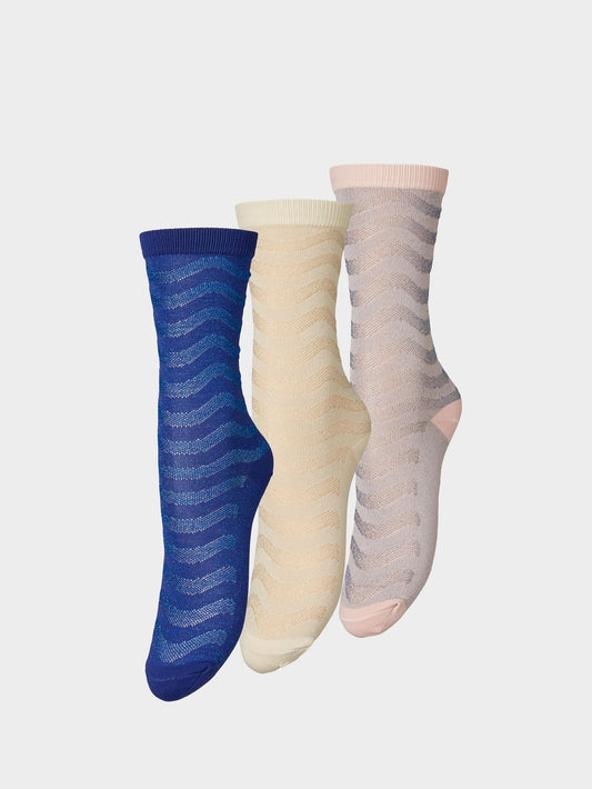 Becksöndergaard, Dopamina Glitter Sock 3 Pack - White/Blue/Pink, socks, socks