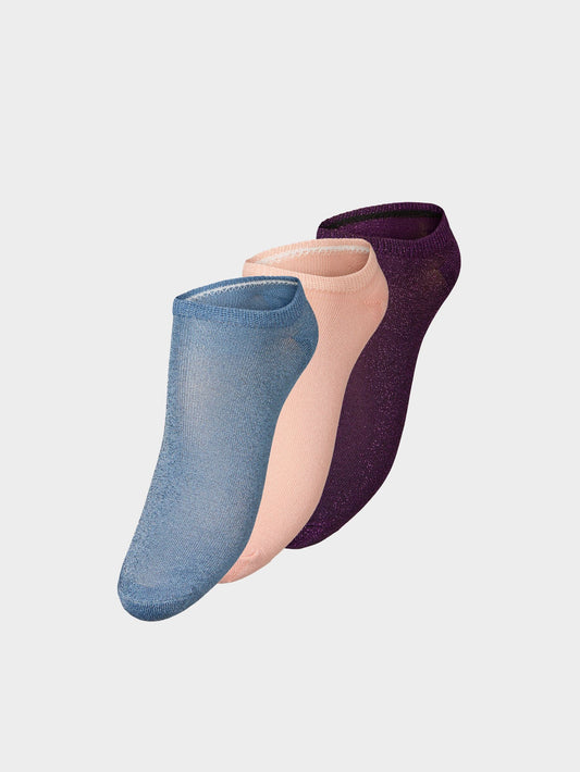 Becksöndergaard, Solid Glitter Sneakie Sock 3 Pack - Blue/Rose/Purple, socks, socks