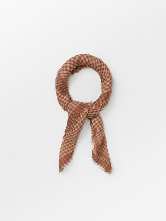 Becksöndergaard, Gingham Wica Scarf - Mocha Brown, scarves, scarves