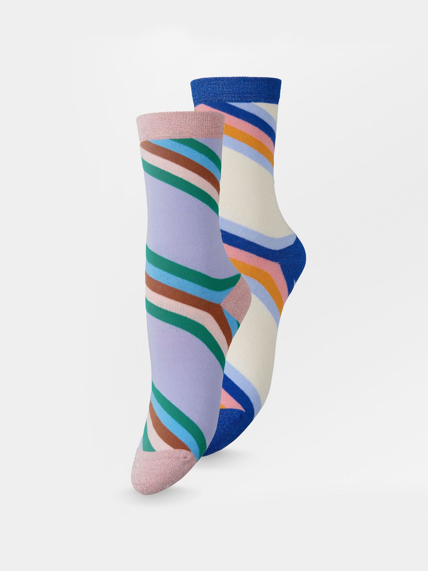 Becksöndergaard, Oblique Striped Sock 2 Pack - Blue/Lavender, archive, archive, sale, sale